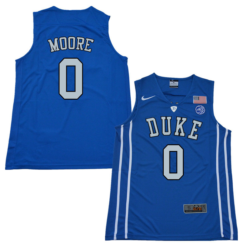 Men #0 Wendell Moore Duke Blue Devils College Basketball Jerseys Sale-Blue